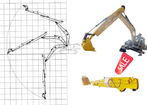 qualité  12M Excavator Telescopic Long Arm Extended Boom For Cat Hitachi Komatsu usine