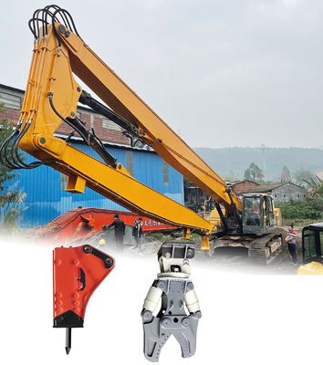 Démolition d'excavatrice de couleur personnalisée à bras long avec disjoncteur hydraulique