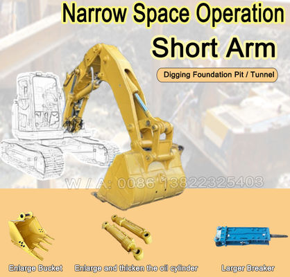 Équipement de construction Boom Tunnel Excavator Arm à courte portée Q355B Matériau