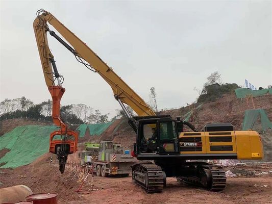 Bras de pieutage pour excavatrice 13,5-18 m pour excavatrice de 30-50 tonnes, attachement de battage de palplanches Q355B Q690D personnalisé