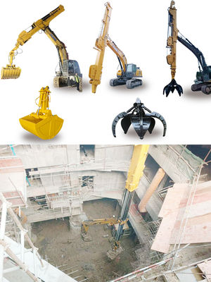 Excavatrice télescopique avec seau à coquille Téléscopique Boom pour chat hitachi komatsu