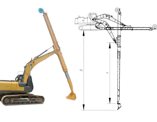 Cat Hitachi Excavateur bras télescopique pour creuser la maison Fondation creuser plus profondément