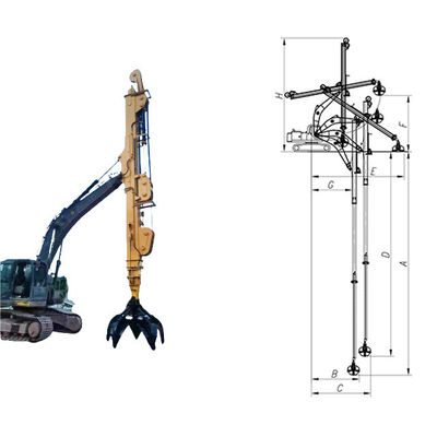 20M bras télescopique pour excavateur rouge jaune pour la fondation de la maison de creuser