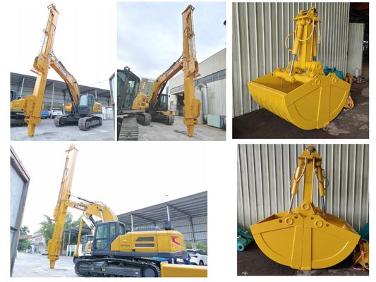 Excavateur à longue portée bras télescopique avec cylindre à godet