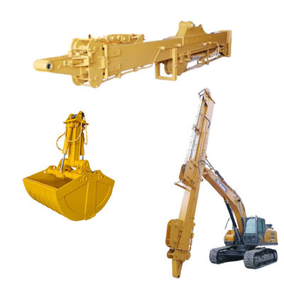 Excavateur télescopique avec seau à coquille avec dents pour saisir