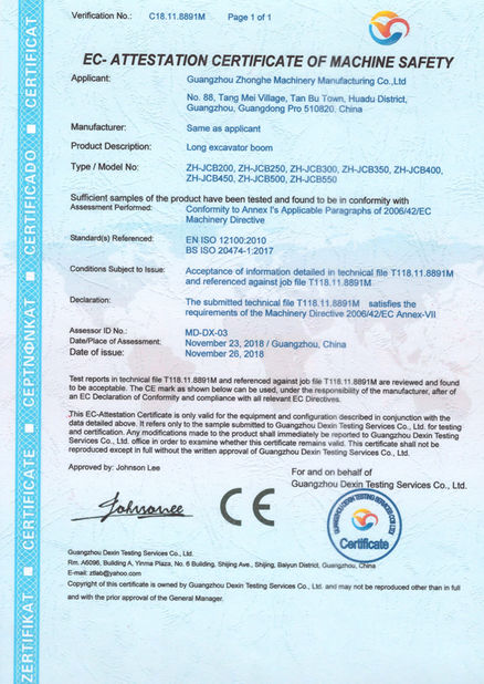 Chine Jiangmen Kaiping Zhonghe Machinery Manufacturing Co., Ltd certifications